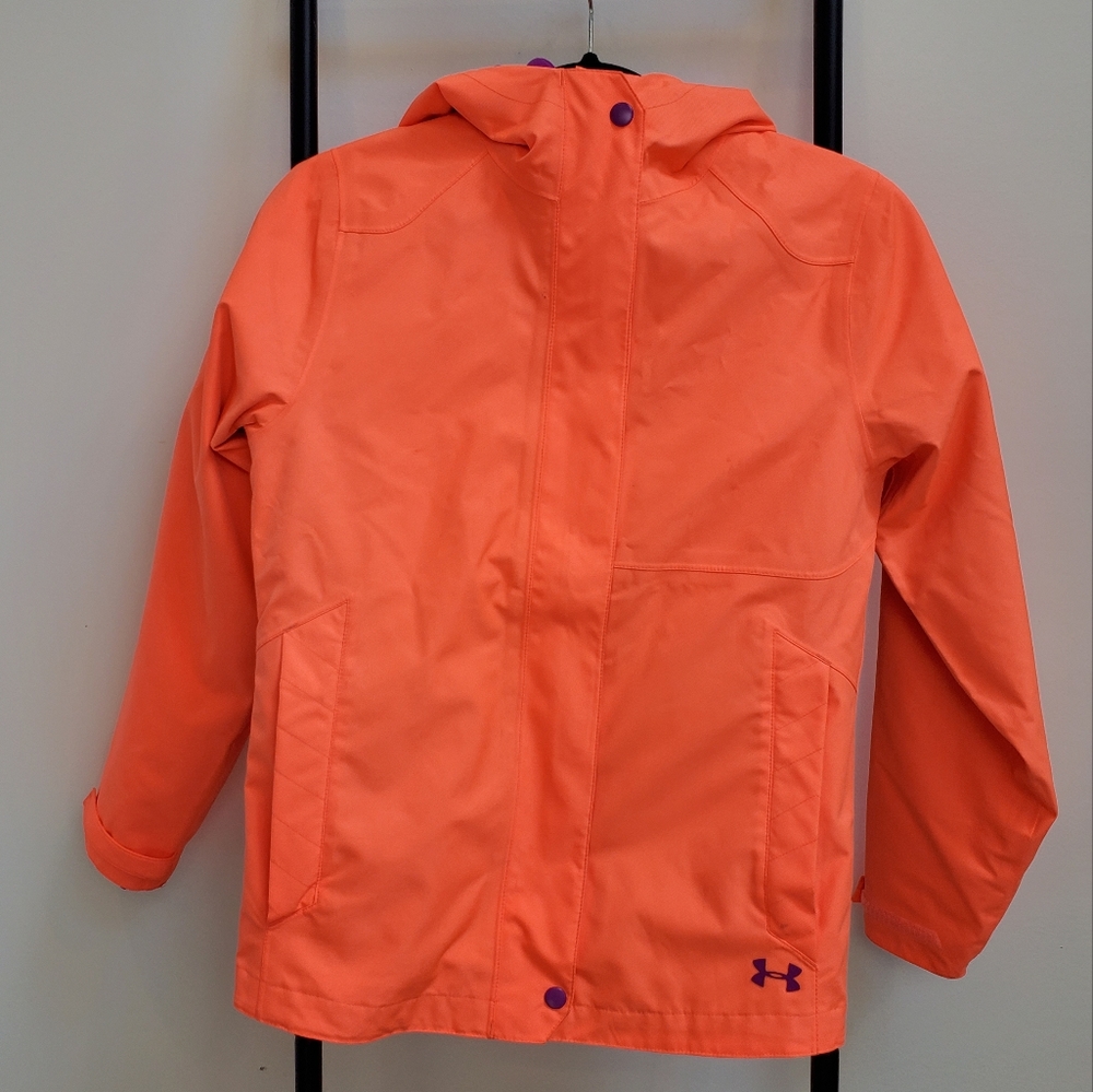 Under Armour orange full zipper 2 in 1 kids jacket hoodie size YMD/M